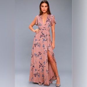 Lulu's Fiorire Rose Floral Print Wrap dress size XL NWT